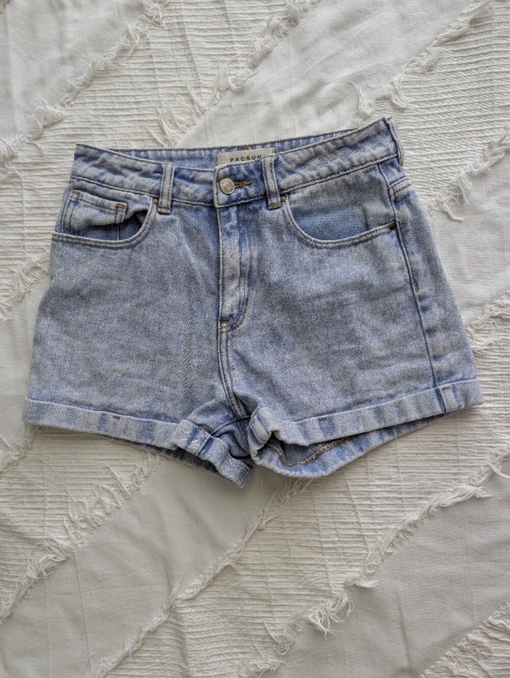 PacSun Washed Light Blue High-Rise Denim Shorts